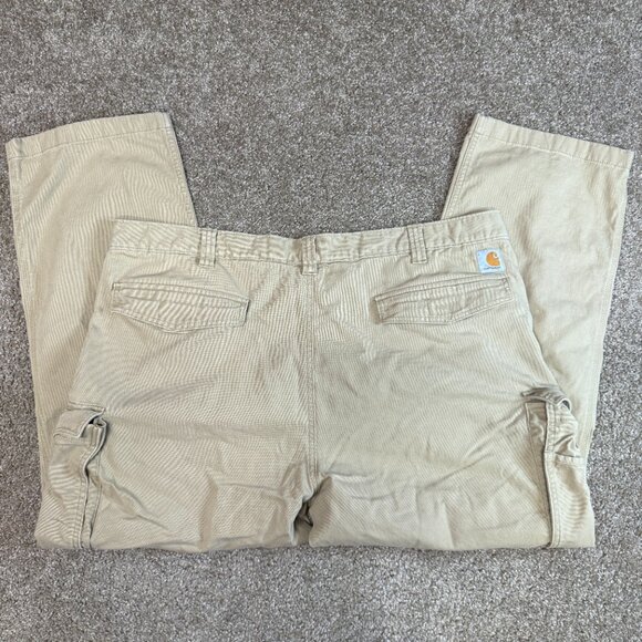 Carhartt Cargo Pants Relaxed Fit Mens 44x30 Tan Logo Straight Leg - Picture 12 of 15